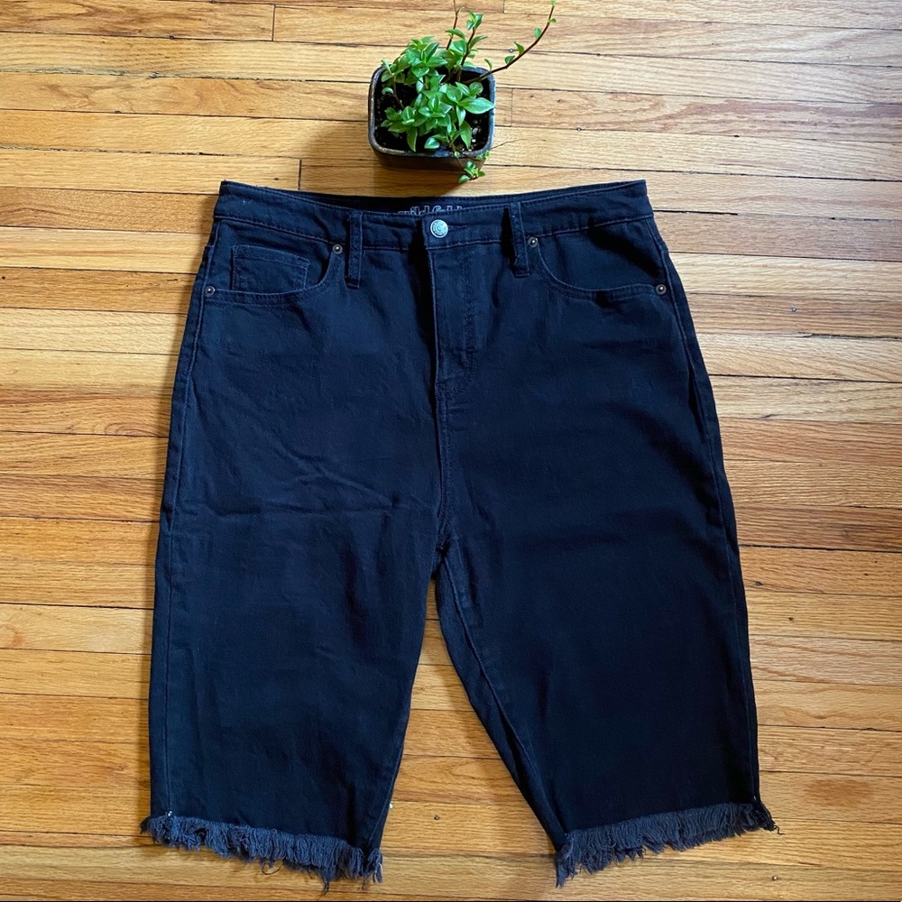 Wild Fable Black Denim Jean Shorts, Bermuda Length, High Rise